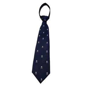 ARG! Class Club SILK 12in Zipper Adj Necktie Pirate Yacht Party‎ Navy White EXC